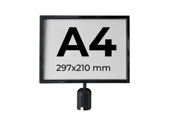 Panneau d'information noir A4 H.  pour potelet à cordon ou sangle