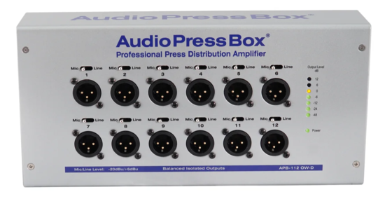 Boitier de presse mural 1 x In Dante, 12 x Out XLR, AudioPressBox