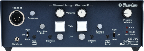 Station portable partyline 2 canaux- Clear-Com CS-702