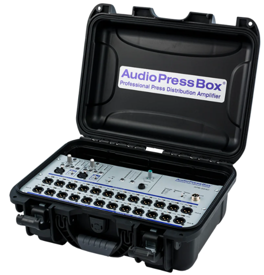 Boitier de presse portable sur batterie 2xIn/24xOut XLR, AudioPress