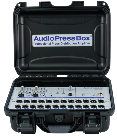 Boitier de presse portable sur batterie 2xIn/24xOut XLR, AudioPress