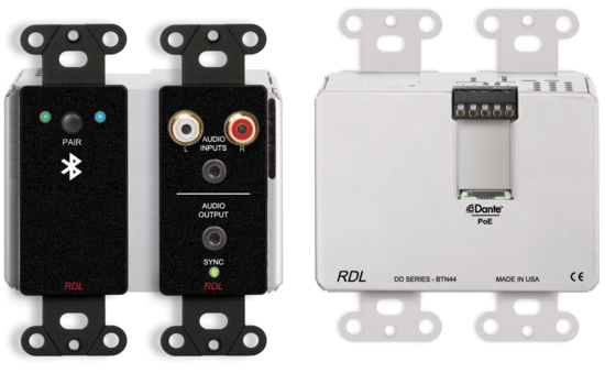 Interface murale Dante / Bluetooth, minijack et RCA - noir - RDL