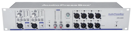 Boitier de presse rackable 2xIn/8xOut XLR/4xLink, Alim redon, APB