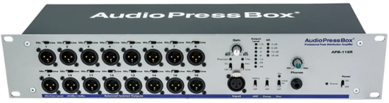 Boitier de presse actif rackable 1xIn/16xOut XLR, AudioPressBox