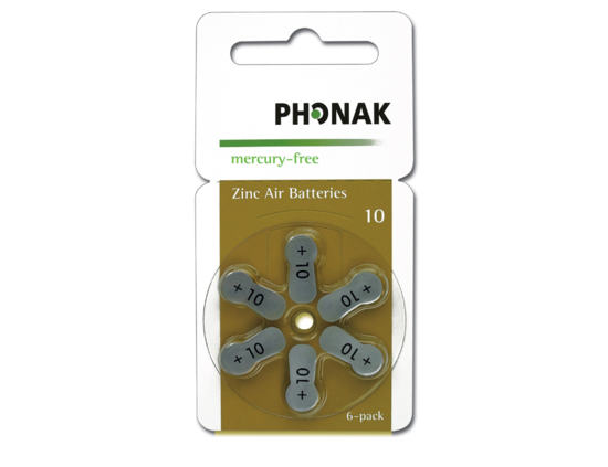 Pack de 6 piles A10Zinc-Air 1,4V (TFT) pour oreillettes Phonak 