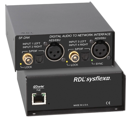 Convertisseur AES ou S/PDIF vers DANTE - RDL SF-DN4