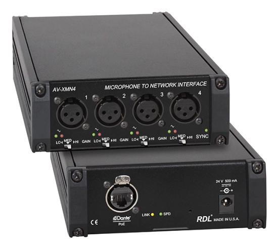 Interface microphone vers réseau Dante - RDL AV-XMN4