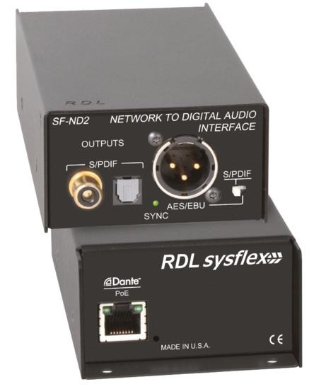 Convertisseur DANTE vers AES ou SPDIF - RDL SF-ND2