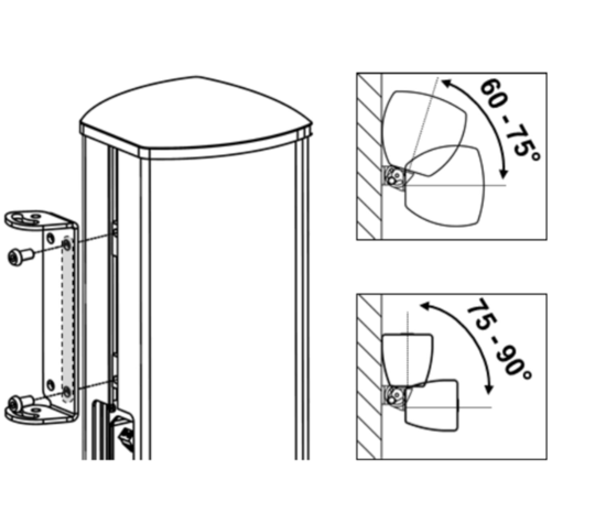 WS-6, Fixation réglable en PAN, pour colonnes «T-Slot» - Noire