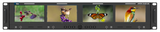 Moniteur 4 écrans LCD 4,1", 2U, entrée 12/6/3G/HD-SD SDI, HDMI Wohler