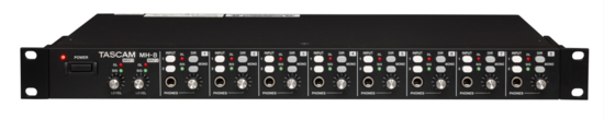 Ampli casque 8 canaux stéréo. 2 entrées communes + 1 par canal Tascam