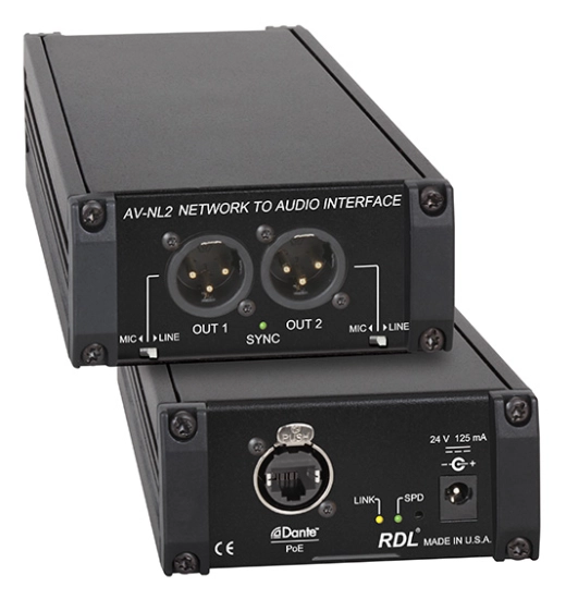 Interface réseau Dante vers audio analogique - RDL AV-NL2