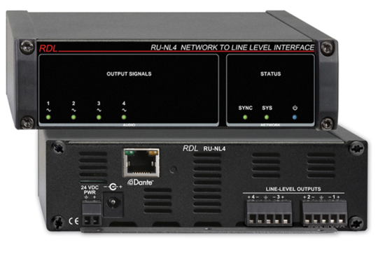 Interface réseau Dante vers audio niveau ligne - RDL RU-NL4