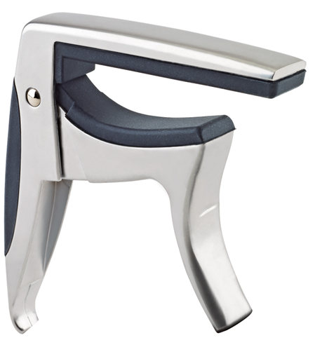 Capodastre chrome mat pour guitare classique avec touche plate