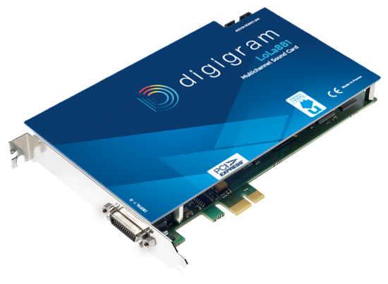 Carte PCIe, 4 entrées & sorties stereo AES Digigram (Cable inclus)