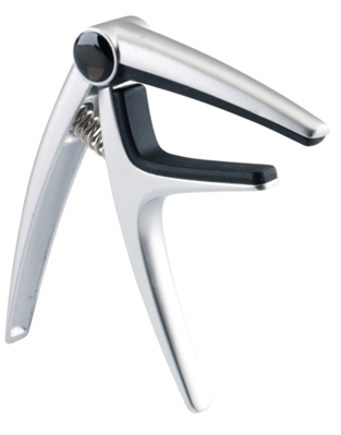 Capodastre chrome mat pour guitare électrique avec touche bombée