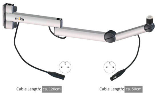 Bras support micro Mika alu. radio filmé équipé XLR-3 Yellowtec