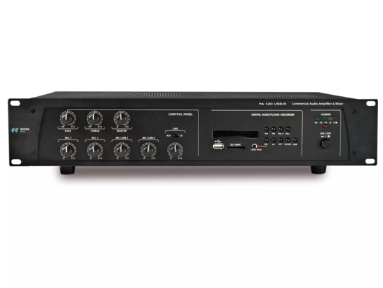 Mélangeur amplifié 120 W lecteur / enreg. USB/SD - WORK PA120USB/R