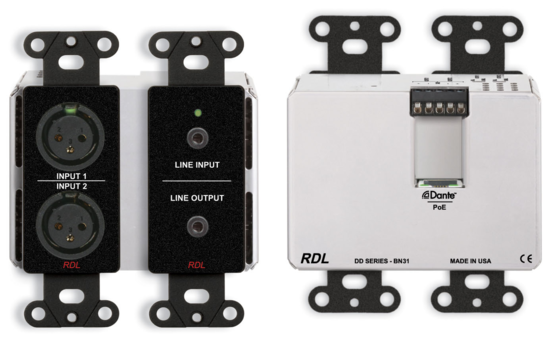 Interface Dante murale bidirectionnelle Mic/Line