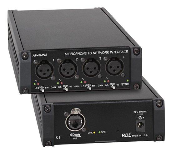 Interface microphone vers réseau Dante - RDL AV-XMN4