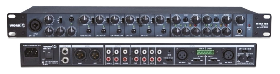 Mix. 7 in, 1 mic talkover + 2 mic/line + 4 line, 2 zones - WORK MMX65