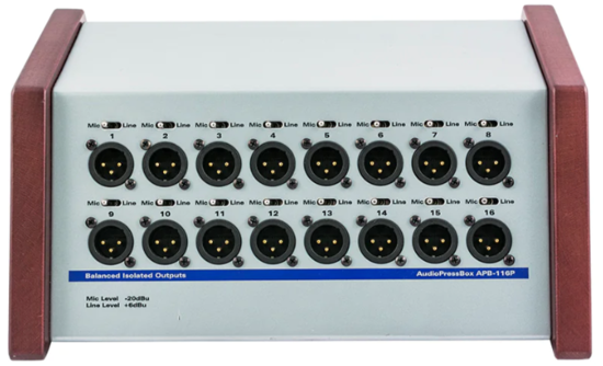 Boitier de presse portable premium 1xIn/16xOut XLR, AudioPress