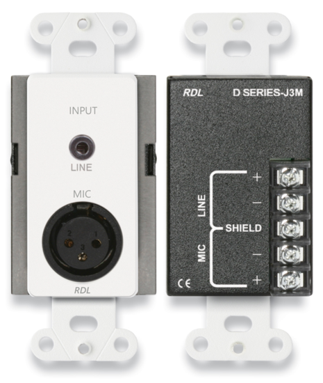 Plaque blanche d entrées Micro XLR F et ligne  Mini Jack symétriques