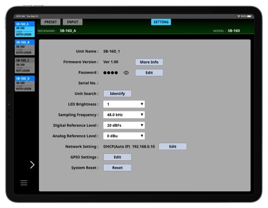 Boîtier de scène Dante avec 16 entrées / 16 sorties Tascam