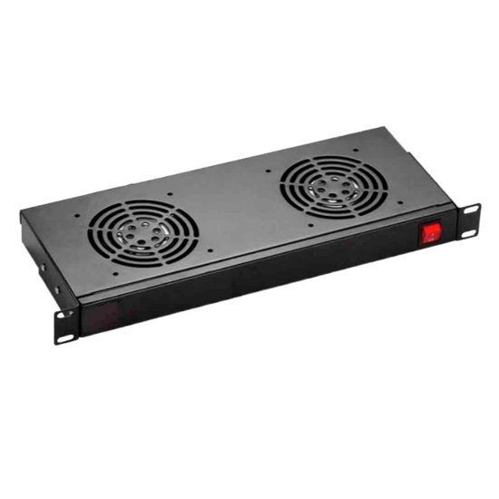 Chassis de ventilation rack 19", 1 U, 2 ventilateurs + interrupteur 