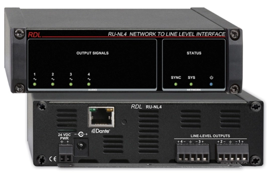 Interface réseau Dante vers audio niveau ligne - RDL RU-NL4
