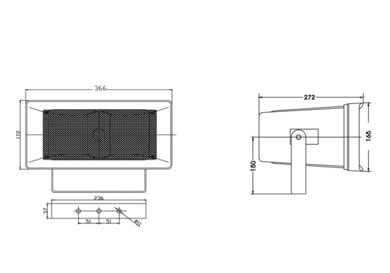 Projecteur de son IP56, HP 5", 30-15-7,5 W / 100 V ou 30 W / 8 Ohms