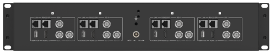 Moniteur 4 écrans LCD 4,1", 2U, entrée 12/6/3G/HD-SD SDI, HDMI Wohler