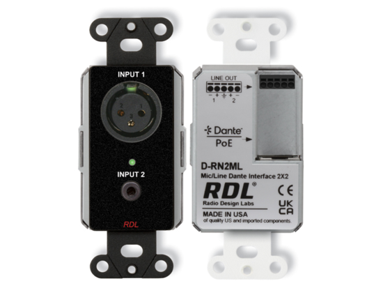 Interface murale bidirectionnelle micro/ligne Dante 2x2