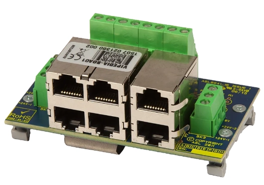 Carte RJ45-bornier pour rail DIN, single port avec terminaison 