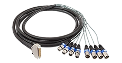 Câble éclaté 4 M. - Sub-D25-M vers 4 XLR-F + 4 XLR-M - RTW 