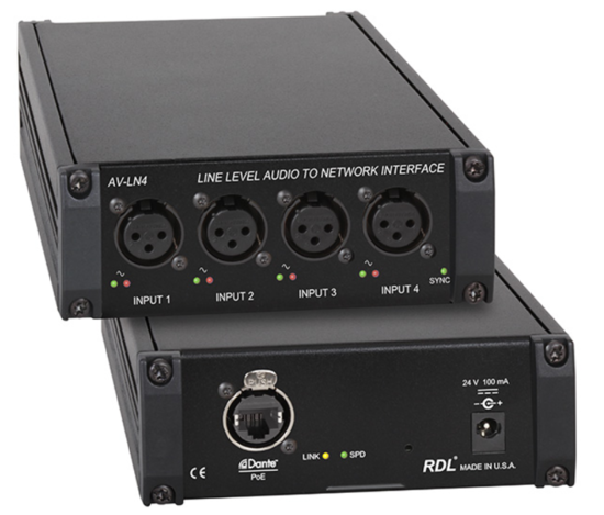 Convertisseur de 4 lignes analogiques XLR F vers 4 canaux Dante 