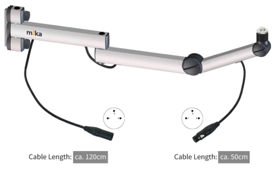 Bras support micro Mika alu. radio filmé équipé XLR-3 Yellowtec