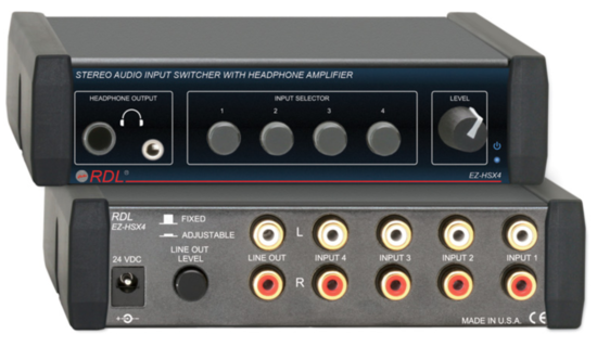Sélecteur audio stereo avec amplificateur de casque + Alim - EZ-HSX4X