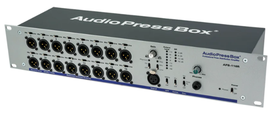 Boitier de presse actif rackable 1xIn/16xOut XLR, AudioPressBox