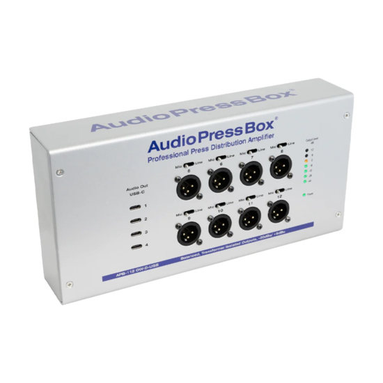 Boitier de presse mural 1 x In Dante, 8 x Out XLR, 4 x Out USB-C, APB
