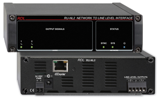 Interface réseau Dante vers audio niveau ligne - RDL RU-NL2