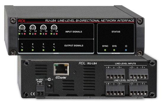 Interface bidirect. réseau Dante-audio niv. ligne - RDL RU-LB4