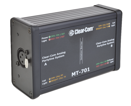 Circuit d isolation entre deux systemes d intercom - Clear-Com MT-701