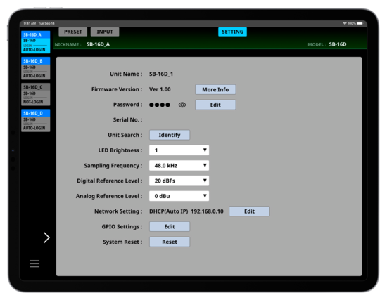 Boîtier de scène Dante avec 16 entrées / 16 sorties Tascam