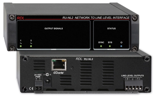 Interface réseau Dante vers audio niveau ligne - RDL RU-NL2