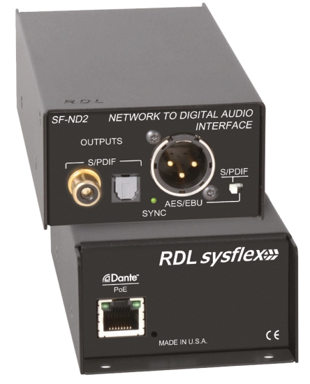 Convertisseur DANTE vers AES ou SPDIF - RDL SF-ND2