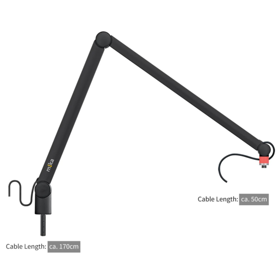 Bras support micro Mika noir 107,5 cm + Led On-Air Yellowtec