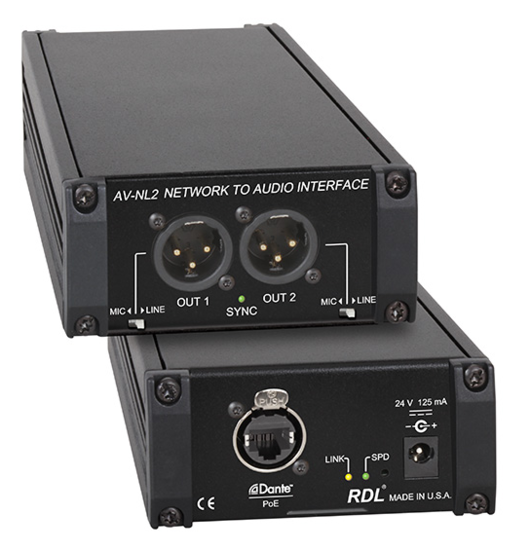 Interface réseau Dante vers audio analogique - RDL AV-NL2