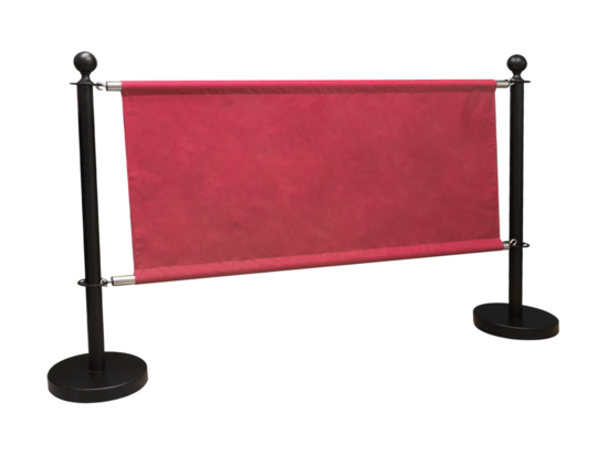 Kit barrièrre, toile rouge 2 m. + 2 potelets + 2 barres horizontales
