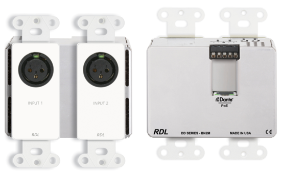 Interface Dante murale bidirectionnelle Mic/Line 2x2 BlancRDL DD-BN2M